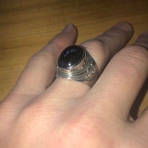 Silver ring with onyx